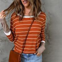 Polyester Slim Women Long Sleeve Blouses knitted striped PC