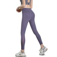 Spandex & Polyester Nine Point Pants & High Waist Women Yoga Pants flexible & skinny & breathable patchwork Solid PC