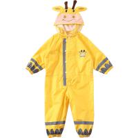 Polyester Fabrics Waterproof & reflective Children One Piece Raincoat PVC Rubber plain dyed Solid PC