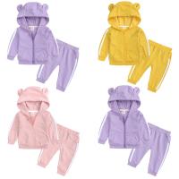 Cotton Baby Clothes Set & two piece & thermal Sweatshirt & Pants plain dyed Solid Set