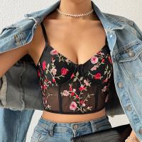 Polyester Slim Camisole embroidered black PC