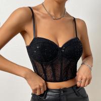 Polyester Slim Camisole see through look Sequin black PC