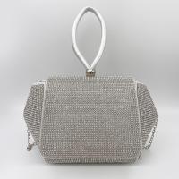 Cloth Clutch Bag attached with hanging strap & with rhinestone silver PC