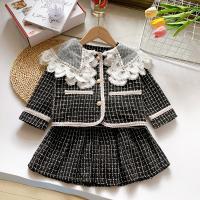 Cotton Slim Girl Clothes Set & two piece skirt & coat patchwork black Set