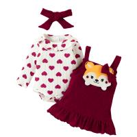 Cotton Slim Girl Clothes Set & two piece Crawling Baby Suit & suspender skirt printed Set