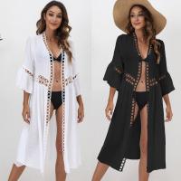 Polyester Swimming Cover Ups & sun protection & loose patchwork Solid white and black PC