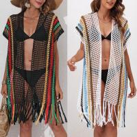 Acrylic Tassels Swimming Cover Ups loose patchwork Solid white and black : PC