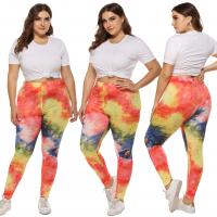 Polyester Slim & Plus Size & Middle Waist Women Long Trousers printed Others multi-colored PC