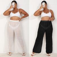 Polyester Wide Leg Trousers & Plus Size Women Casual Pants see through look Solid white and black PC