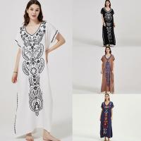 Rayon Swimming Cover Ups deep V & side slit & sun protection embroidered : PC