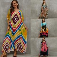 Rayon Swimming Cover Ups side slit & sun protection & loose printed : PC
