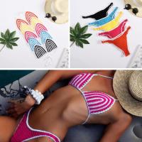 Acrylic Bikini backless & two piece & skinny style striped Set