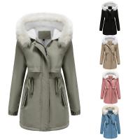 Artificial Wool & Polyester Women Parkas fleece & with detachable hat Solid PC