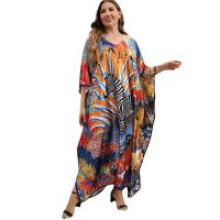 Polyester Swimming Cover Ups deep V & loose printed : PC