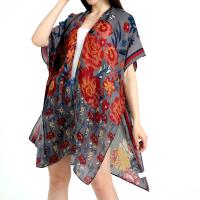 Polyester Swimming Cover Ups side slit printed red : PC