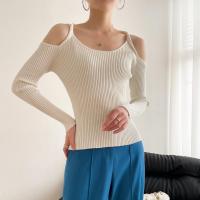 Polyamide Slim Women Sweater & off shoulder knitted Solid PC