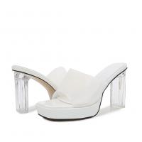 PVC chunky High-Heeled Shoes Solid Pair