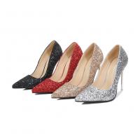 PU Leather Stiletto High-Heeled Shoes Sequin Pair