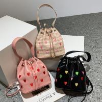 PU Leather Handbag soft surface & attached with hanging strap heart pattern PC
