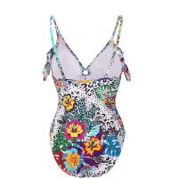 Spandex One-piece Swimsuit backless & padded printed multi-colored PC
