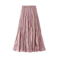 Polyester A-line Skirt mid-long style plain dyed Solid : PC
