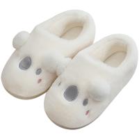 Plush Fluffy slippers & anti-skidding & thermal Thermo Plastic Rubber embroidered Solid white PC