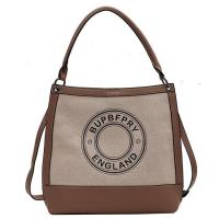 PU Leather & Canvas Tote Bag Shoulder Bag soft surface & attached with hanging strap PC