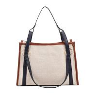 PU Leather & Canvas Tote Bag Shoulder Bag soft surface & attached with hanging strap Solid PC