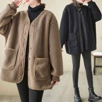 Polyester Women Coat mid-long style & thicken & loose Solid PC