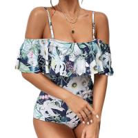 Polyamide scallop One-piece Swimsuit backless & skinny style printed PC