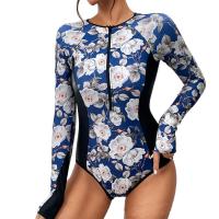 Polyester One-piece Swimsuit & sun protection & skinny style printed shivering PC