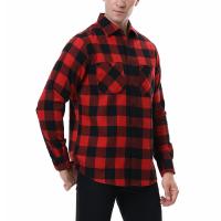 Polyester & Cotton Men Long Sleeve Casual Shirts & loose sanding plaid PC