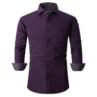 Polyester Men Long Sleeve Casual Shirts & breathable Solid PC