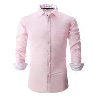 Polyester Men Long Sleeve Casual Shirts flexible Solid PC