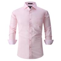 Polyester Men Long Sleeve Casual Shirts flexible Solid PC