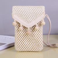 Straw Woven Shoulder Bag Mini & soft surface Solid beige PC