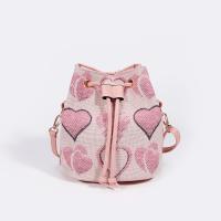 PU Leather & Polyester Bucket Bag Crossbody Bag soft surface heart pattern pink PC
