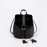 Plush & PU Leather Bucket Bag Backpack soft surface Solid PC