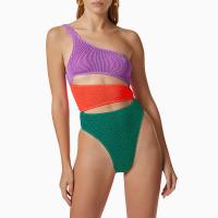 Polyamide One-piece Swimsuit & hollow & One Shoulder patchwork PC