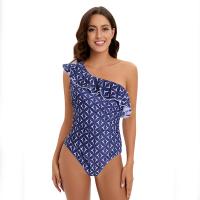 Polyester One-piece Swimsuit & skinny style & One Shoulder printed PC