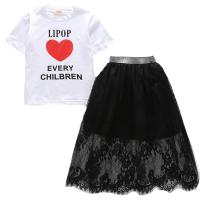 Cotton Girl Two-Piece Dress Set & two piece & loose skirt & top printed letter Set