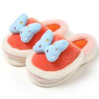 Plush Fluffy slippers & anti-skidding & thermal PVC embroidered bowknot pattern Pair