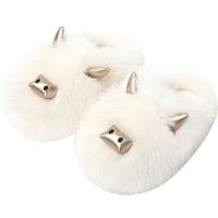 Plush Fluffy slippers & anti-skidding & thermal PVC plain dyed Solid Pair