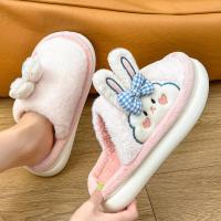 Plush Fluffy slippers & anti-skidding & thermal EVA embroidered Cartoon Pair