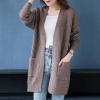 Polyamide & Nylon Women Coat mid-long style & loose knitted Solid : PC