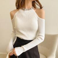 Polyamide Slim Women Sweater off shoulder knitted Solid : PC
