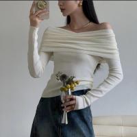 Polyester Slim Women Sweater off shoulder Solid : PC