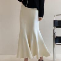 Polyamide Slim & High Waist Package Hip Skirt knitted Solid PC