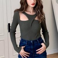 Polyamide Slim Women Sweater & hollow knitted Solid PC