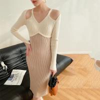 Polyamide Slim Sexy Package Hip Dresses patchwork Solid PC